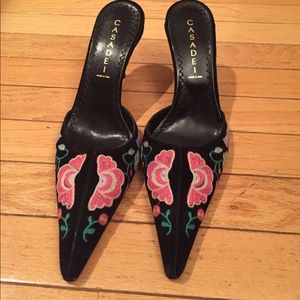 Casadei Evening Shoes Black Floral